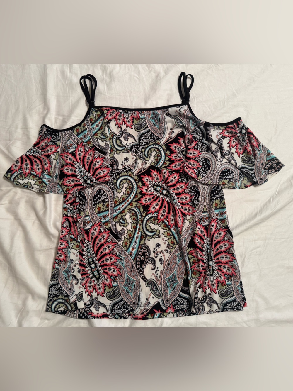 ECI Paisley Top With Shoulder Cut Outs